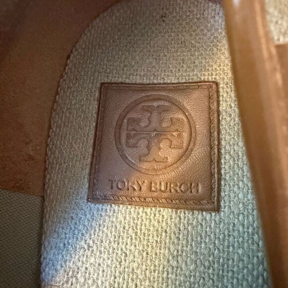 Tory Burch Majorca Linen Open Toe Wedge Heel Size 37 - Picture 7 of 11